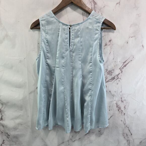 Anthropologie Top Womens Small Light Blue Tank Satin Flared Swing Flared - Picture 5 of 10